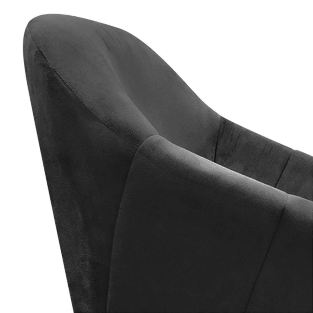 Kit 02 Poltronas Giratória Giovana Suede Preto Base Madeira - 8