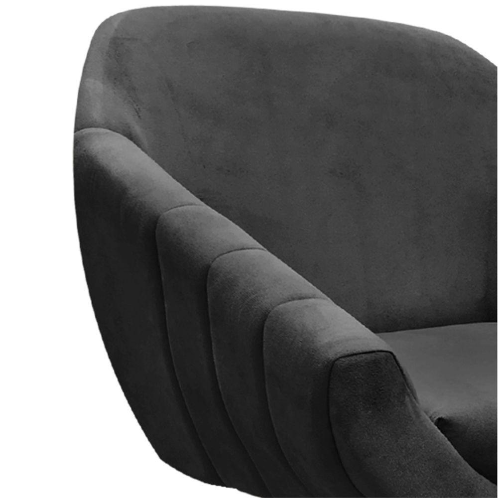 Kit 02 Poltronas Giratória Giovana Suede Preto Base Madeira - 10