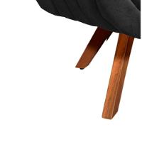 Kit 02 Poltronas Giratória Giovana Suede Preto Base Madeira