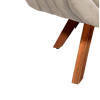 Kit 02 Poltronas Giratória Giovana Suede Bege Base Madeira - 5