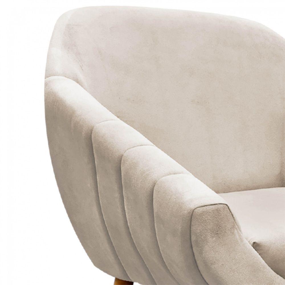 Poltrona Giovana Suede Pés Palito Castanho Drossi bege - 4