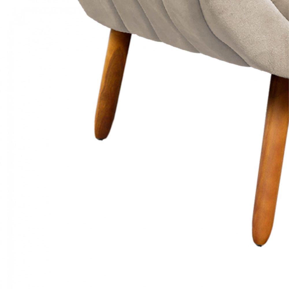 Poltrona Giovana Suede Pés Palito Castanho Drossi bege - 6
