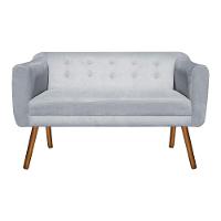 Namoradeira Julia 2 Lugares Suede Cinza Pés Palito Castanho - 3