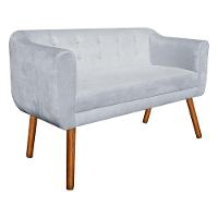 Namoradeira Julia 2 Lugares Suede Cinza Pés Palito Castanho - 6