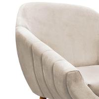 Kit 02 Poltronas Giovana Suede Bege Pés Palito Castanho - 8