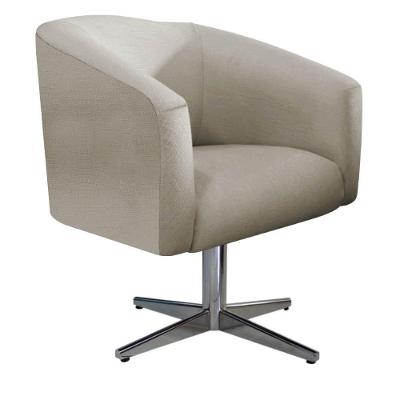 Poltrona Luiza Base Giratória De Metal Linho Bege