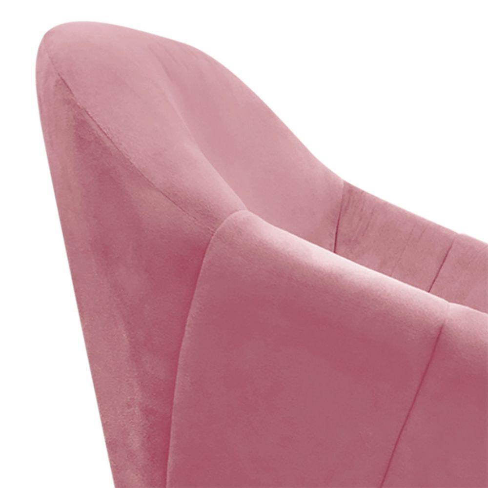 Kit 02 Poltronas Giratória Giovana Suede Base Madeira Rose - 3