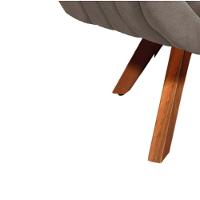 Kit 02 Poltronas Giratória Giovana Suede Marrom Base Madeira - 3