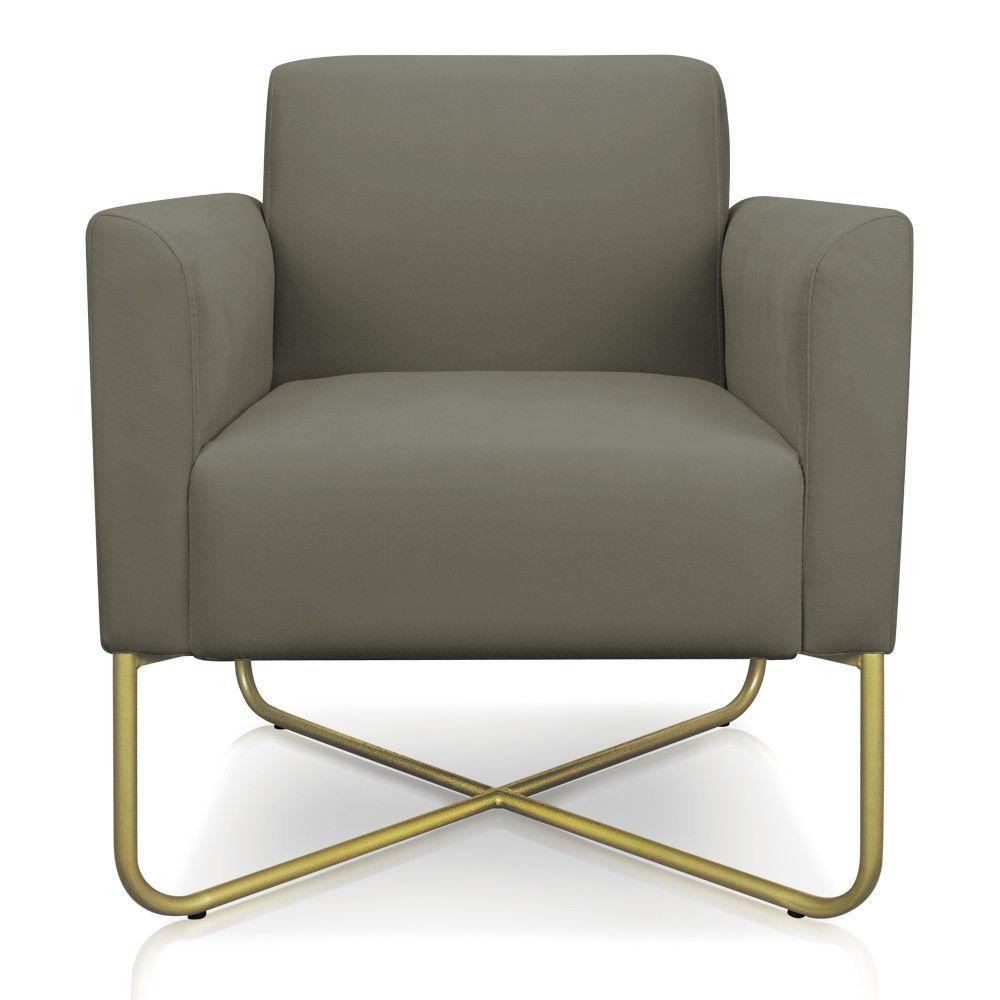 02 Poltronas Marisa Suede Base X Industrial Dourada Marrom - 2