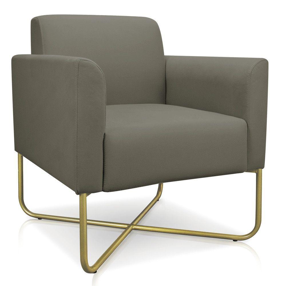 02 Poltronas Marisa Suede Base X Industrial Dourada Marrom - 8