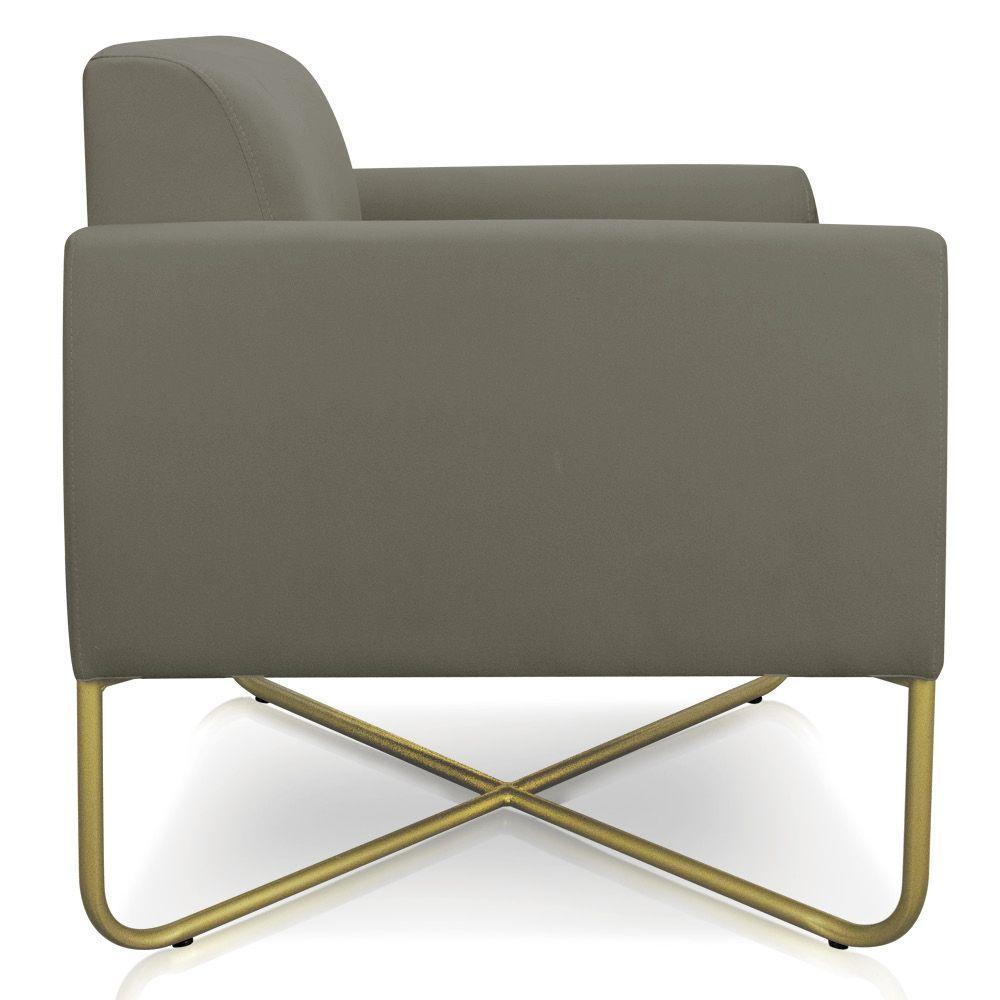 02 Poltronas Marisa Suede Base X Industrial Dourada Marrom - 12