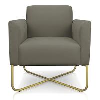 02 Poltronas Marisa Suede Base X Industrial Dourada Marrom