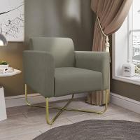 02 Poltronas Marisa Suede Base X Industrial Dourada Marrom - 10