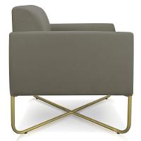 02 Poltronas Marisa Suede Base X Industrial Dourada Marrom - 11