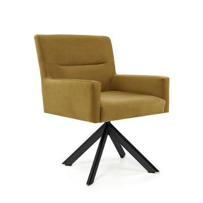 Poltrona Ana Veludo Mostarda Base Giratória Eiffel Preto