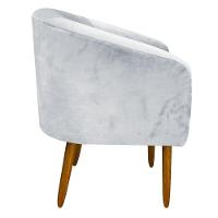 Kit 02 Poltronas Stella Suede Cinza Pés Palito Castanho - 9