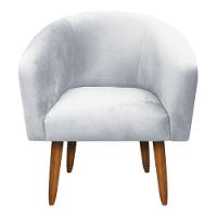 Kit 02 Poltronas Stella Suede Cinza Pés Palito Castanho - 10