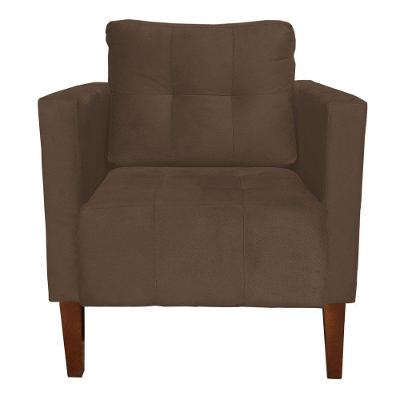 Poltrona Decorativa Lívia Suede Pés Chanfrado D´rossi Marrom