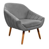 Kit 02 Poltronas Giovana Suede Pés Palito Castanho Grafite