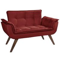 Poltrona Namoradeira Orion 2 Lugares Base Palito Bordô - 2