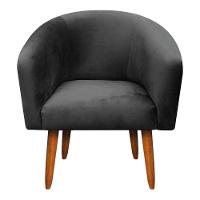 Kit 02 Poltronas Stella Suede Preto Pés Palito Castanho - 6