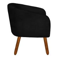 Kit 02 Poltronas Stella Suede Preto Pés Palito Castanho - 9
