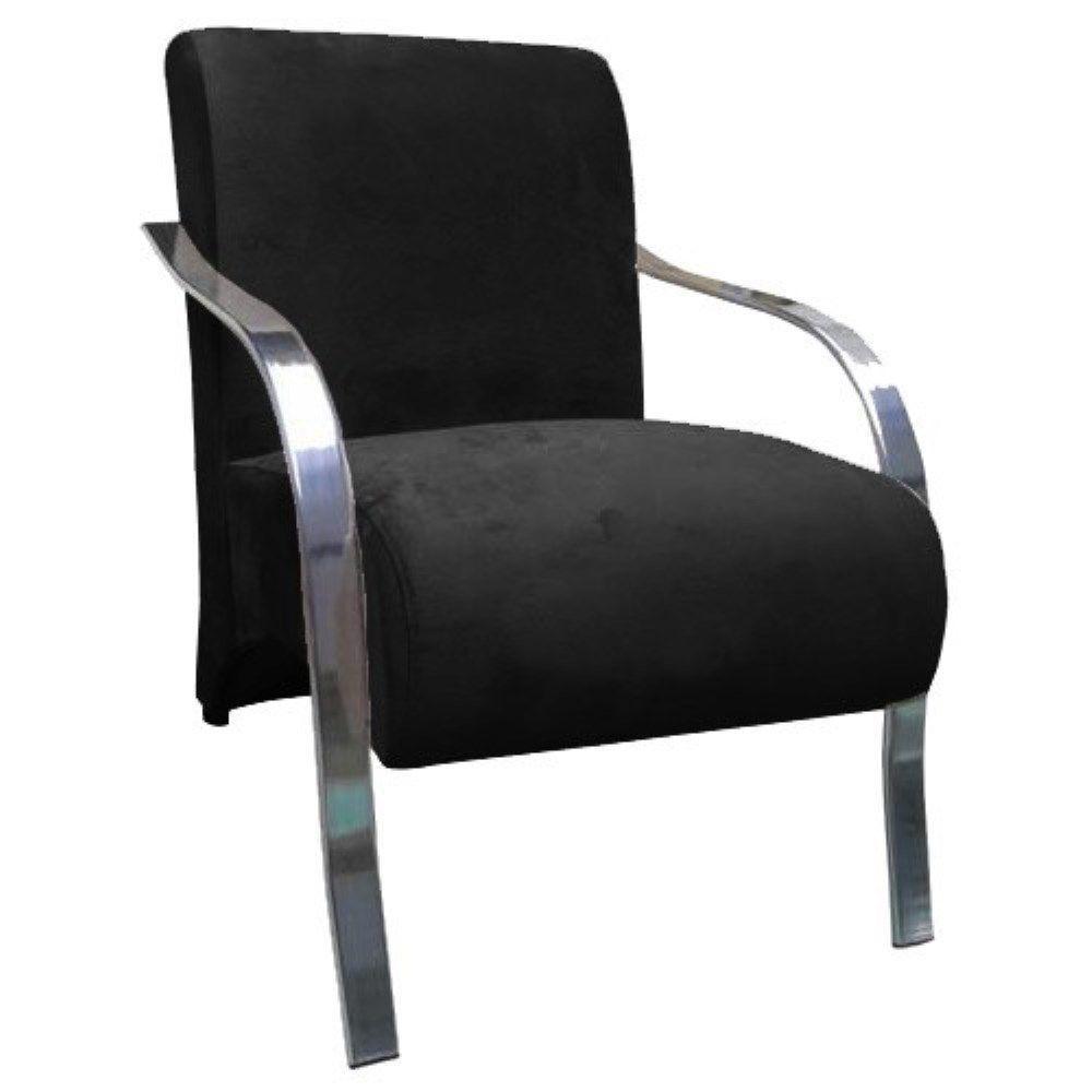 Poltrona Vênus 01 Lugar Braço CromadoPreto - 1