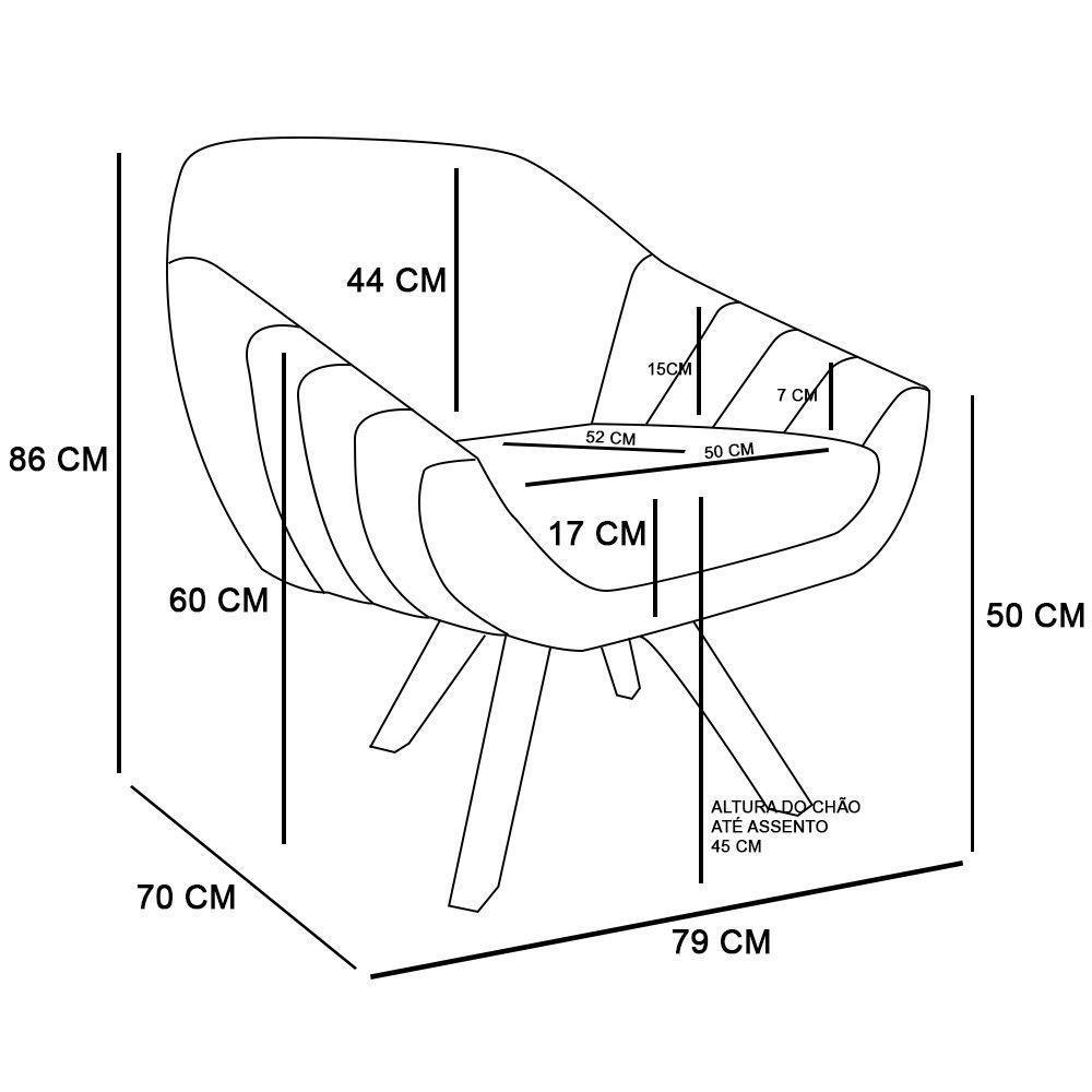 Poltrona Giratória Giovana Suede Grafite Base Madeira D´rossi - 2