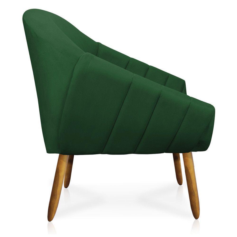 Poltrona Giovana Suede Verde Pés Palito Castanho D´rossi - 8