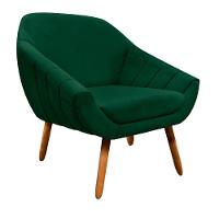 Poltrona Giovana Suede Verde Pés Palito Castanho D´rossi - 5