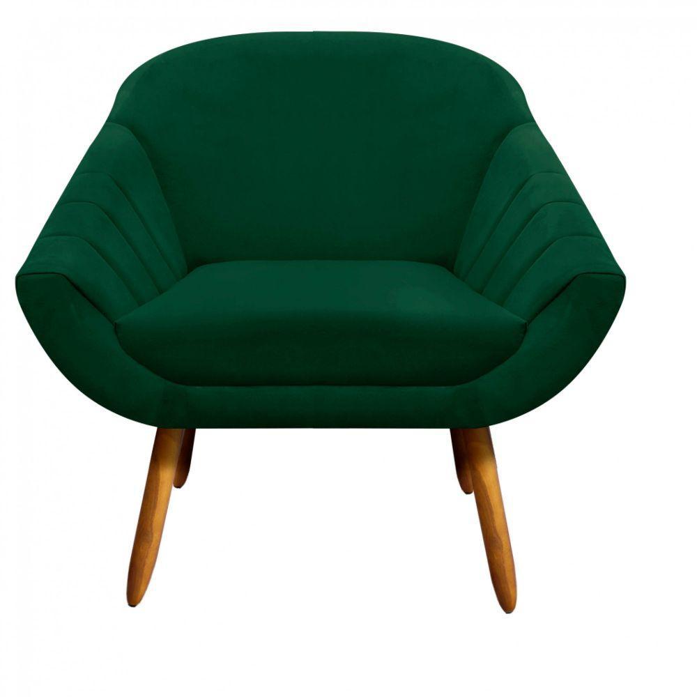 Poltrona Giovana Suede Pés Palito Castanho DRossi Verde - 4