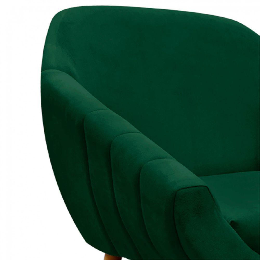 Poltrona Giovana Suede Pés Palito Castanho DRossi Verde - 8