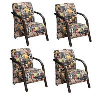 Kit 4 Poltronas 1 Lugar Sevilha Braço Pé Madeira Estampado - 1