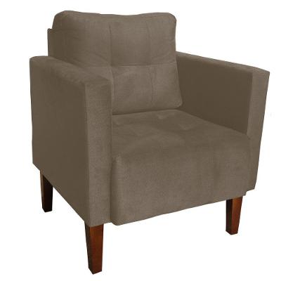 Poltrona Decorativa Lívia Suede Pés Chanfrado Marrom Rato