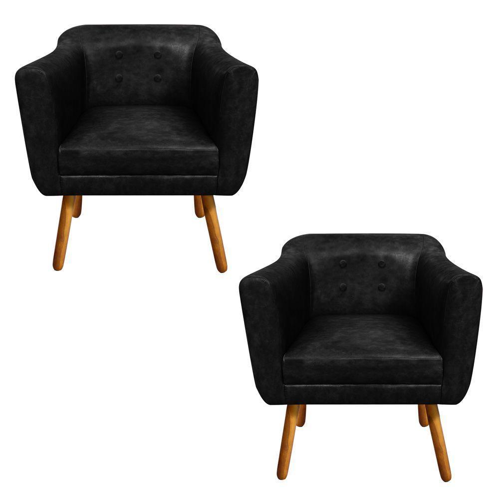 Kit 02 Poltronas Julia Corano Preto - 1