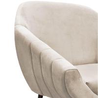 Kit 02 Poltronas Giovana Suede Bege Pés Palito Ferro Drossi - 9