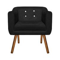 Kit 02 Poltronas Julia Preto Strass Pés Palito Castanho - 3