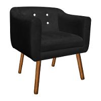 Kit 02 Poltronas Julia Preto Strass Pés Palito Castanho - 10