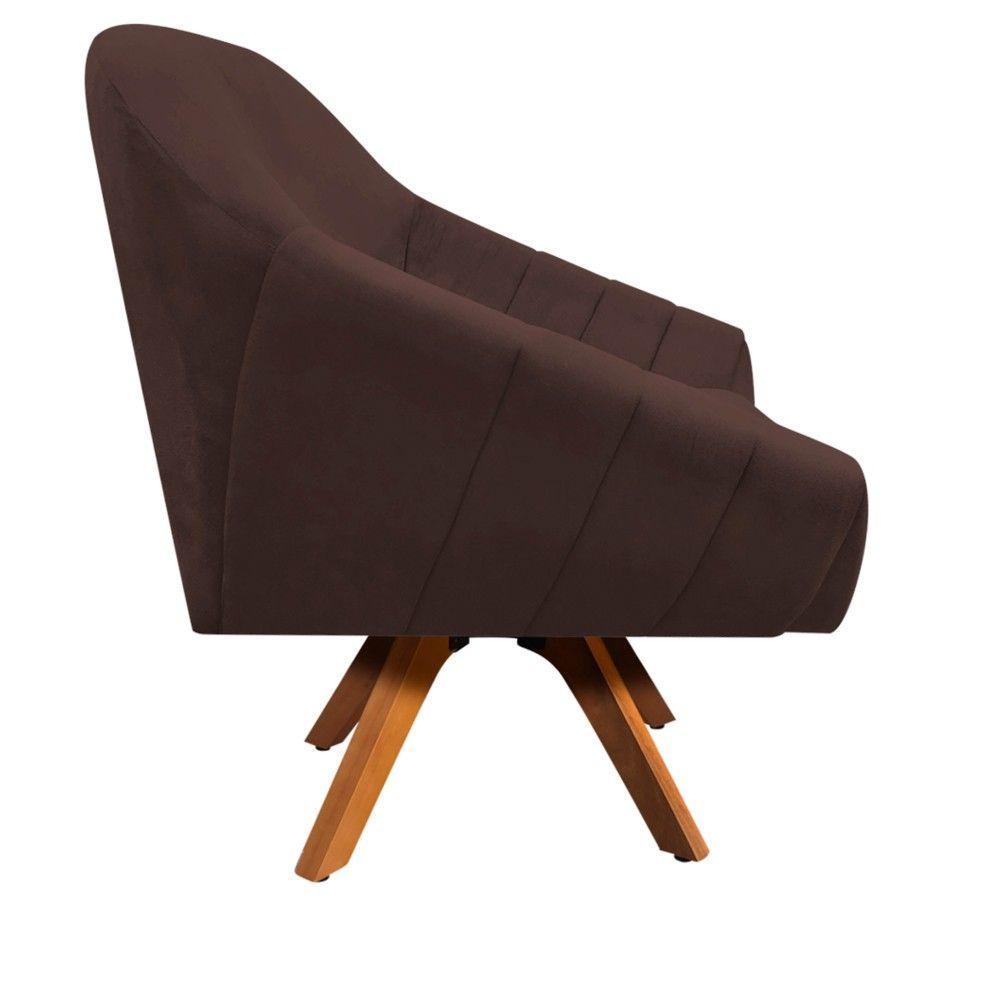 Kit 02 Poltronas Giratória Giovana Suede Marrom Base - 4