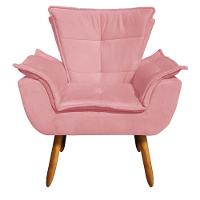 Kit 02 Poltronas Opala Suede Rose Pés Palito Castanho Drossi - 6