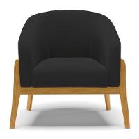 Kit 01 Poltrona E 01 Puff Base Madeira Castanho Cor Preto - 7