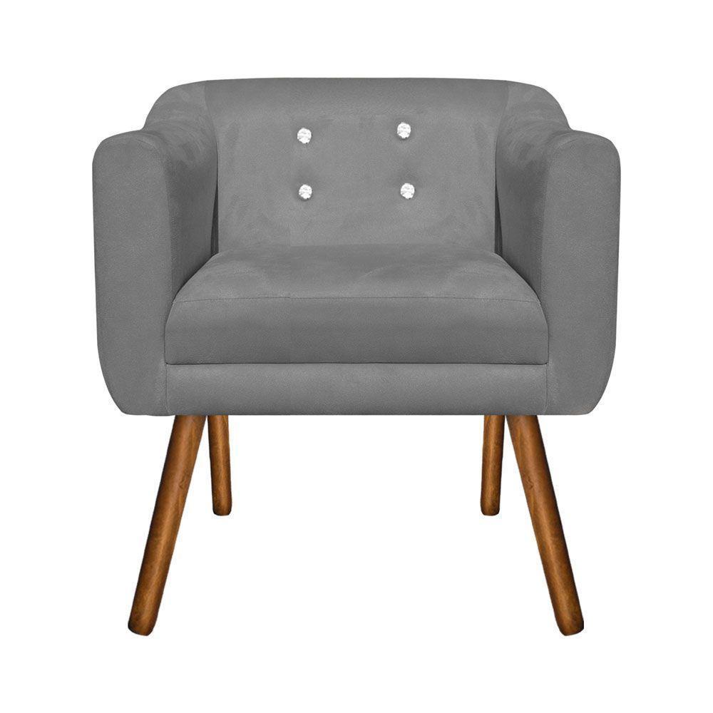 Kit 02 Poltronas Julia Suede Grafite Strass Pés Palito - 8