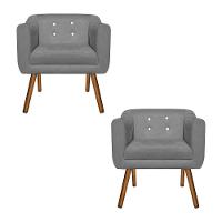 Kit 02 Poltronas Julia Suede Grafite Strass Pés Palito - 7