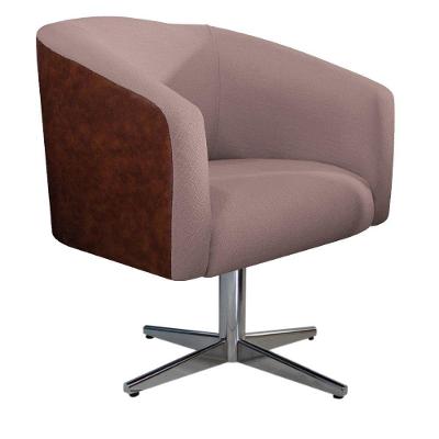 Poltrona Luiza Giratória De Metal Corano Nozes E Linho Rosê