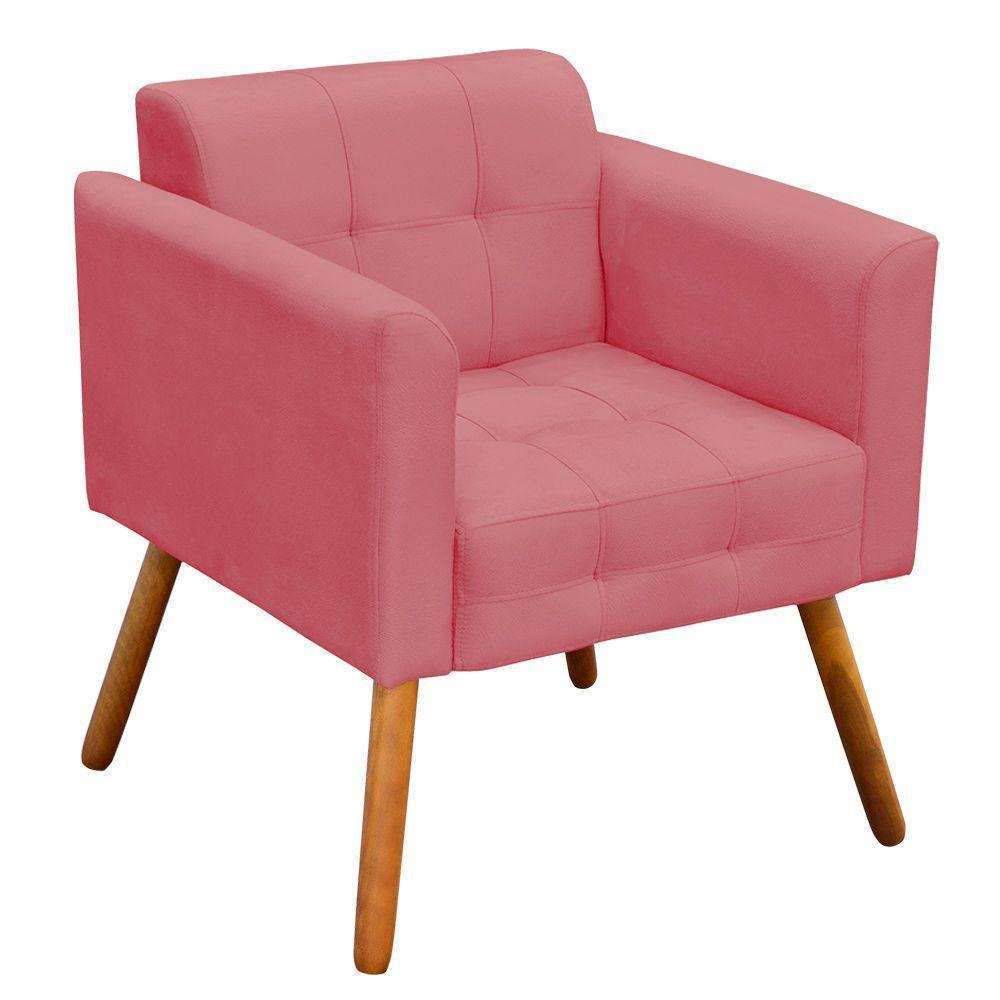 Kit 02 Poltronas Elisa Suede Rose Pés Palito D´rossi - 3