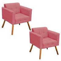 Kit 02 Poltronas Elisa Suede Rose Pés Palito D´rossi - 1