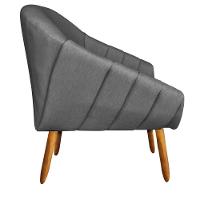 Kit 02 Poltronas Giovana Linho Grafite Pés Palito Castanho - 4