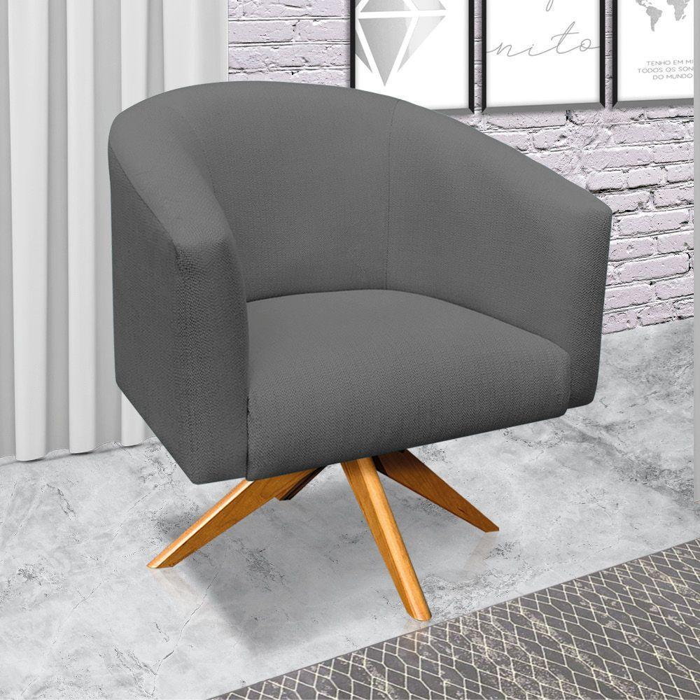 Kit 1 Namoradeira 2L e 1 Poltrona Giratória Linho Grafite - 5