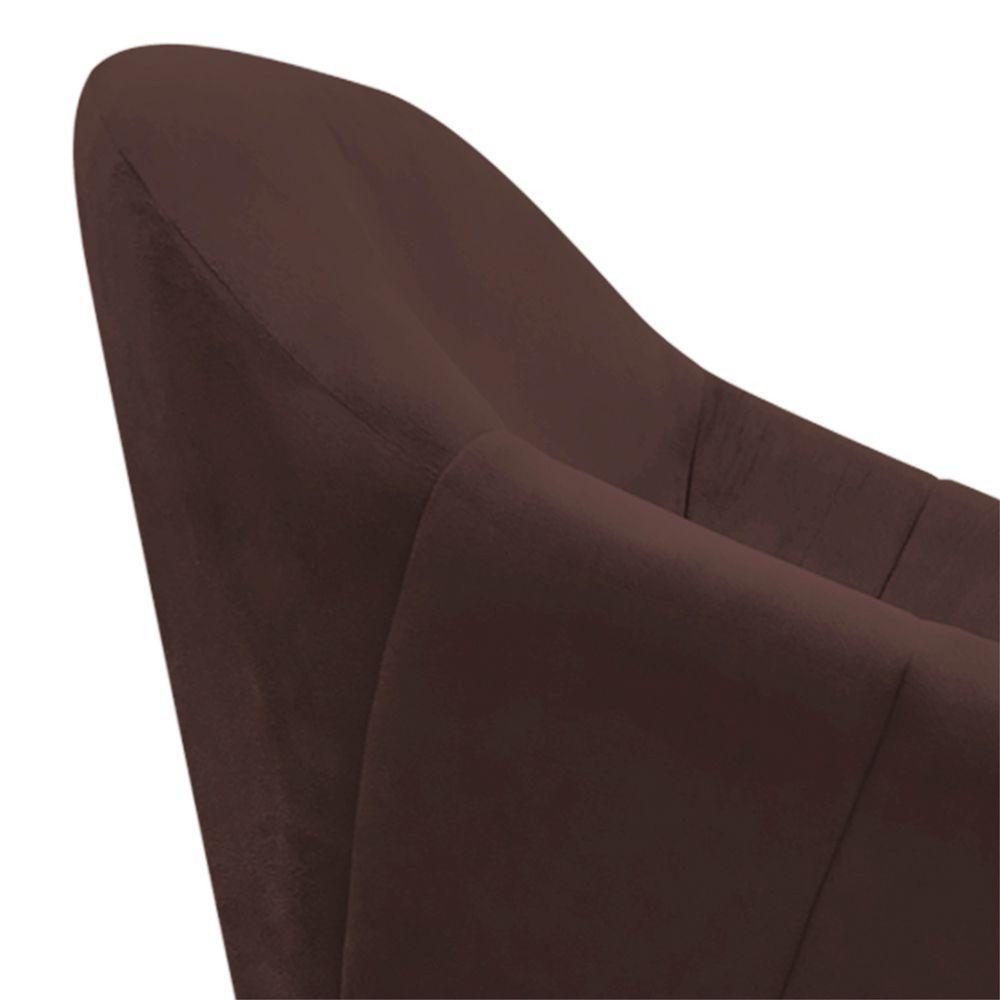 Kit 02 Poltronas Giratória Giovana Suede Marrom Base Madeira - 6