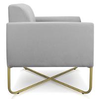 02 Poltronas Marisa Suede Base X Industrial Dourada Cinza - 6